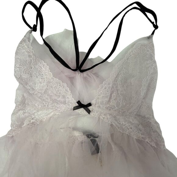 NEW Victoria's Secret Sheer Mesh Tulle Nightie Nightgown Pink Large - Picture 2 of 9